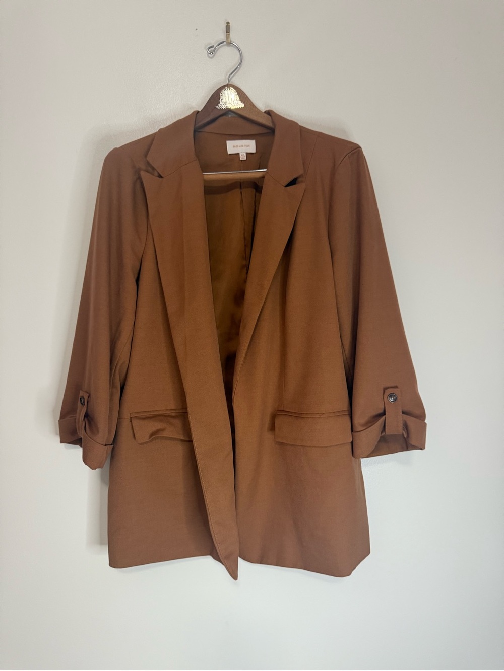 Skies are Blue Brown Relaxed Open Blazer Jacket in size XXL
